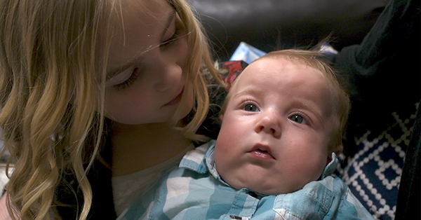 Barrett, congenital diaphragmatic hernia (CDH) Patient, being held by his sister